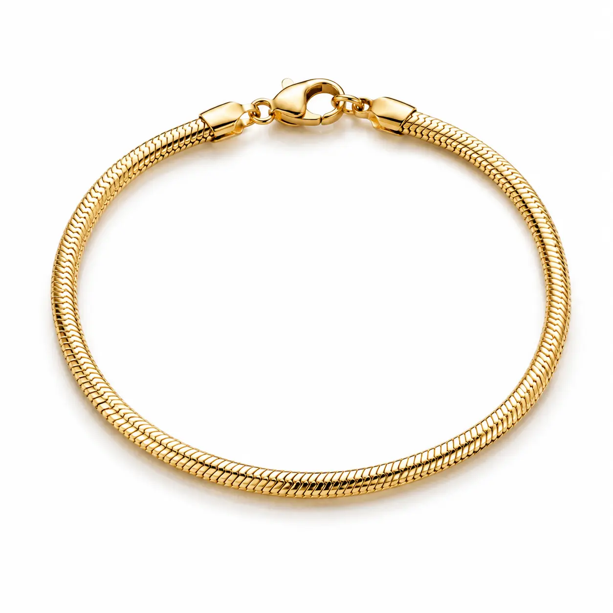 18K Gold Filled Herringbone Bracelet | Dainty Flat Snake Chain | 7-Inch