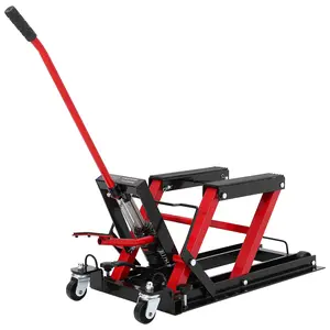 🏍️ 1500-lb Motorcycle Lift Jack, Red Q235 Steel, 4.7-14.57" Lift, Safety Locks, 360° Casters. Tap to grab yours.