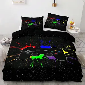 2/3pcs Gamepad Print Duvet Cover and Pillowcases Gaming Bedding sets for Gamer Girls and Boys Bedroom Decor