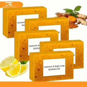 TTURMERIC&KOJIC urmeric & KojicAcid Brightening Soap, DarkSpot Remover, Kojic AcidSoap, Soap Body CareBody Wash Lemon FlawlessOrganic Moisturize Friend turmeric soap bar turmeric kojic acid soap body wash