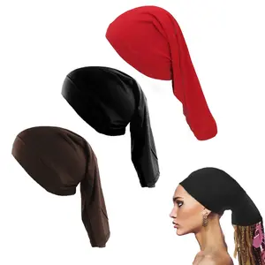 3Pcs/Set Satin Lined Cap Compatible for Dreadlock & Long Braid Tube Sock,Full Cover Hair Stocking Night Sleep Bonnet,Soft Breathable Elastic for Women Men,Christmas Gifts,Hand Tools Kits