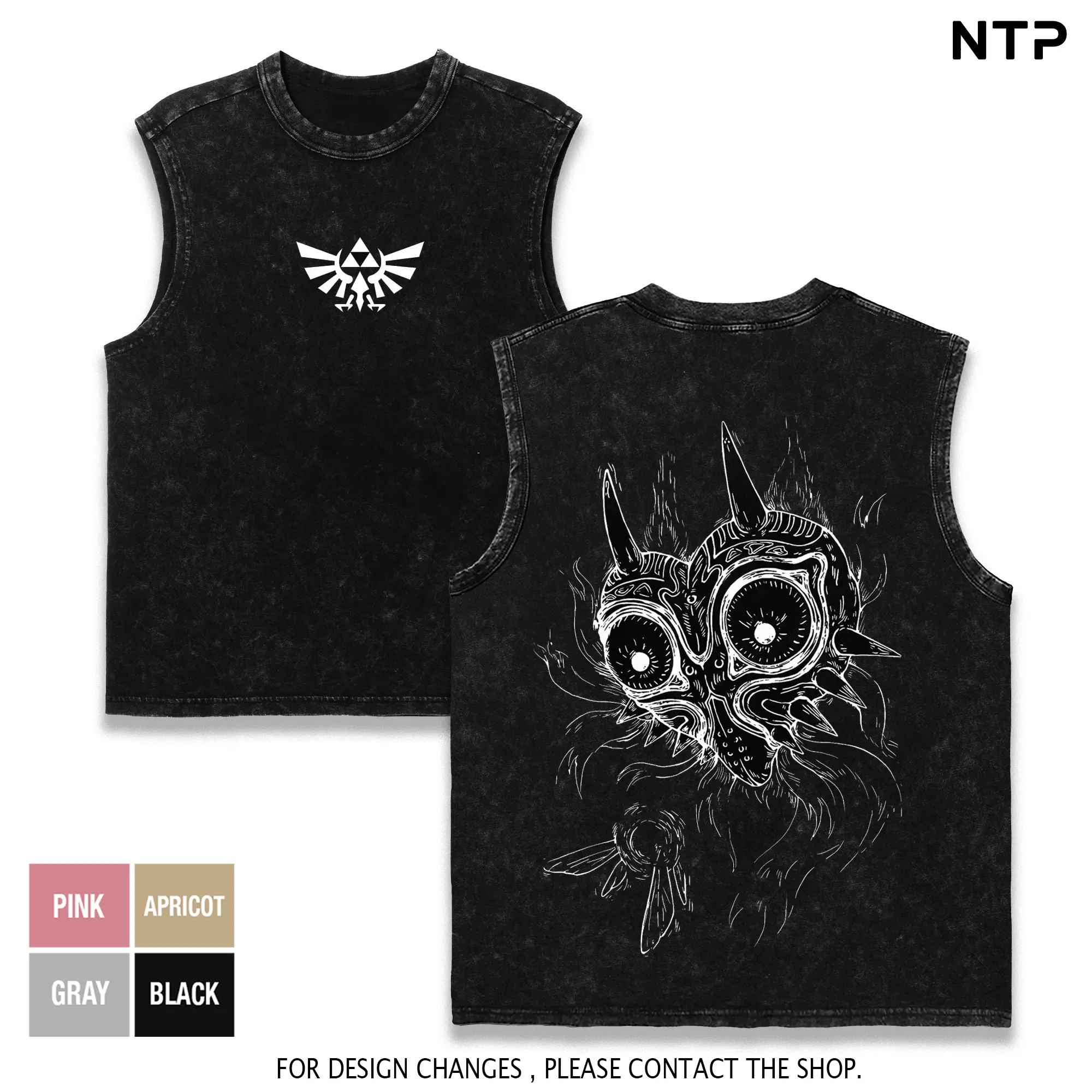 Majora's Mask Zelda Oversized Streetwear Graphic TankTop, Vintage Washed Y2K, Heavyweight Cotton Tees, Premium Fit, Gaming Fashion, Game Merch, Gift, Urban Aesthetic Clothing, Summervibes Mens Fashion, Retro Game Shirt
