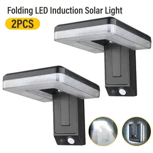 2PCS Smart Solar LED Motion Sensor Sconce wall Lights Dusk to Dawn Solar Patio lead street Light Outdoor Wireless Modern Wall Mount Lamp Black for Porch Patio Garage House durable Waterproof garden pathway security light Intelligent Human Sensor Spotlight
