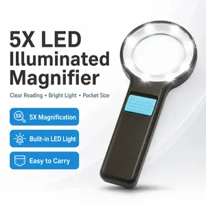 LED Handheld Magnifying Glass with Light, Large Lens Reading Magnifier for Seniors, Books, Medicine Labels, Coupons, Manuals, Jewelry Inspection, Portable Gift Box