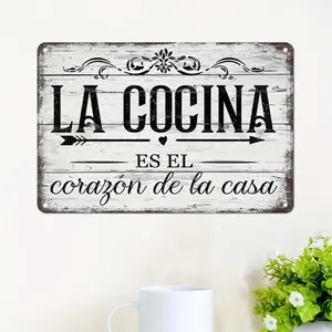 Vintage  Look La Cocina Sign, 1 Count Letter Pattern Wall Decor, Wall Art for Home Kitchen Restaurant Bar Coffee Shop