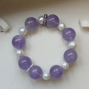 16-17mm huge amethyst pearl bracelet s925