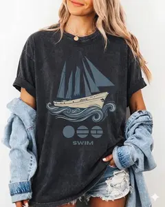 Army Swim Track Shirt, Arirang World Tour Ocean Boat Graphic Aesthetic Unisex Tee, Perfect Gift for Kpop Fans