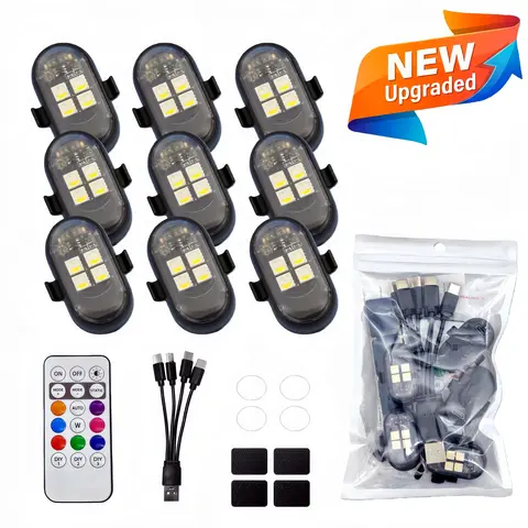 【2026 Upgraded 】4LEDs LED Lights with Remote Control,Type-C Rechargeable Led Lights ,Light for Car Motorcycle Bike