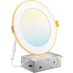1 Pack 6 Inch 5CCT LED Recessed Ceiling Light with Night Light, 2700K-5000K Selectable Ultra-Thin Recessed Lighting, 12W=110W, 1100LM, Dimmable Canless Wafer Downlight ETL&FCC, for 20/24/48pack