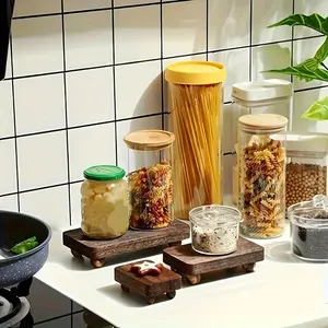 Wooden Display Stand, Rustic Farmhouse Style, Stackable Kitchen Tray Rack, 3 Sizes (, 8x4.3 Inches, 6x3.5 Inches, 4x2.8 Inches)