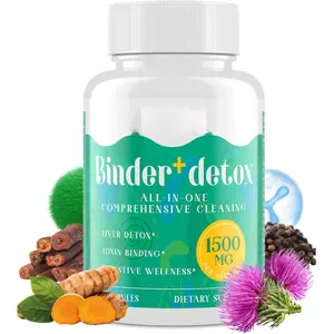 15-in-1 Detox Binder, Activated Charcoal, Zeolite & Bentonite Clay, Chlorella, 1500 MG Detox Supplement Maximum Absorbent, Liver Gut Digestive Detox Cleanse, 90 Vegan Capsules