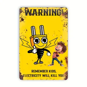 Warning Electricity Will Kill You 8 x 12  Tin Sign All Metal Vintage Retro Advertising Promotion Wall Art Prints Sayings Slogans Quotes  Bedroom And Playroom Deco With Humorous Educational Message