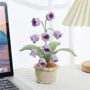 Greatflower Hand-Woven Lily of the Valley Potted Preserved Flowers Desktop Display Elegant Long-Lasting Decorative Piece
