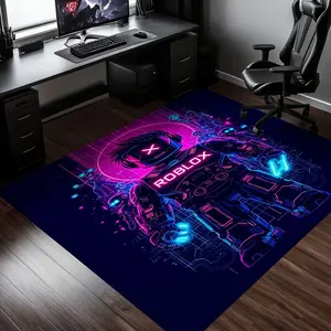 Roblox Cyber Mech Gaming Rug, Durable Anti-Slip Rectangle Carpet, Ideal for Gaming Room Studio Decor, Cyberpunk Atmosphere Space Setup