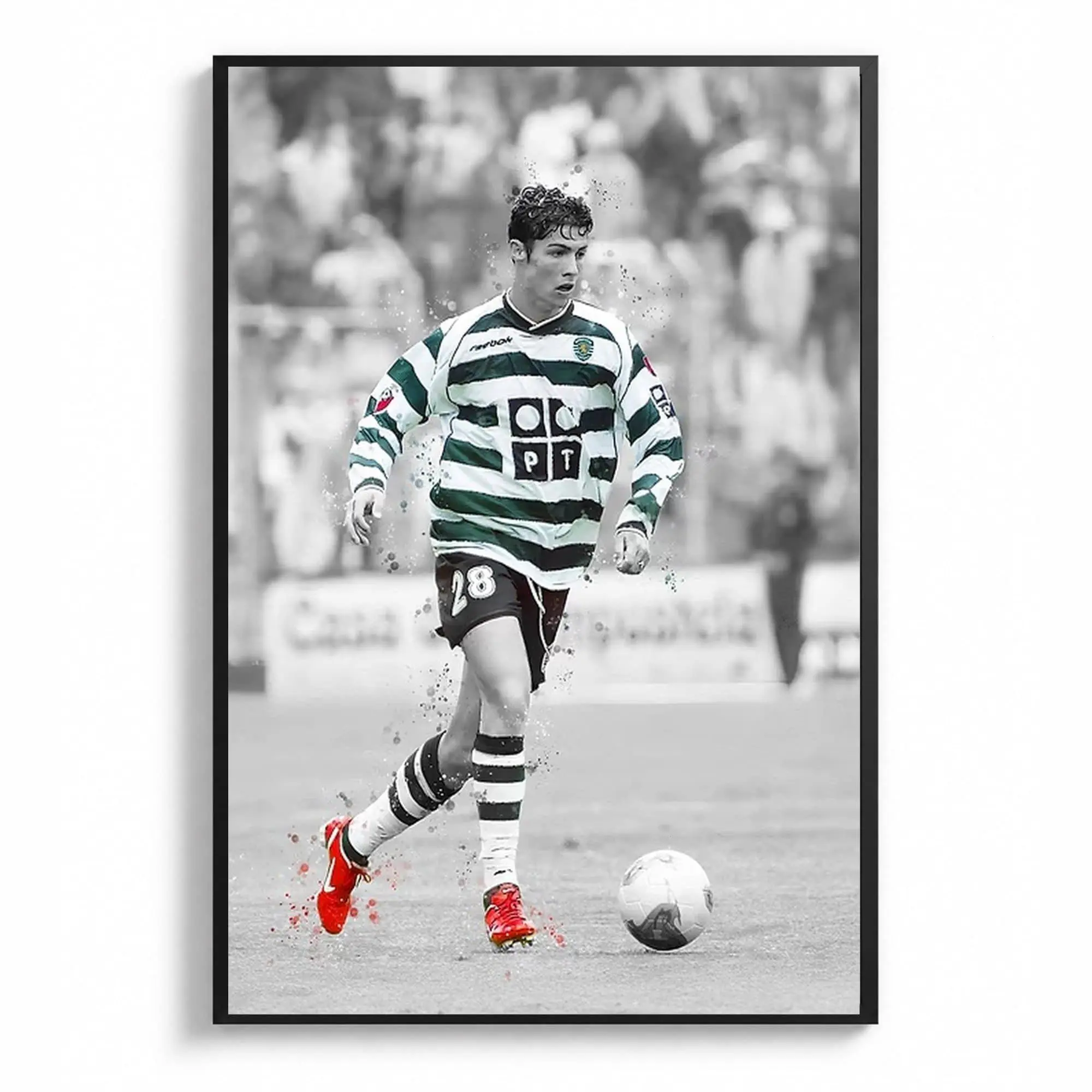 Cristiano Ronaldo In Sporting Cp Jersey Poster, Soccer Gifts, Sports Poster, Football Poster, Soccer Wall Art( Unframed - Print Only )
