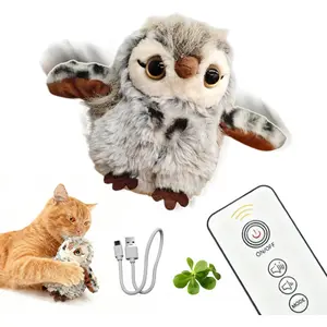 Puffluv Interactive Cat Toy with Remote Control, 3 Modes Flapping Wings & Chirping, USB Rechargeable,Catnip, Mimic Bird for Indoor Cats, Never Bored