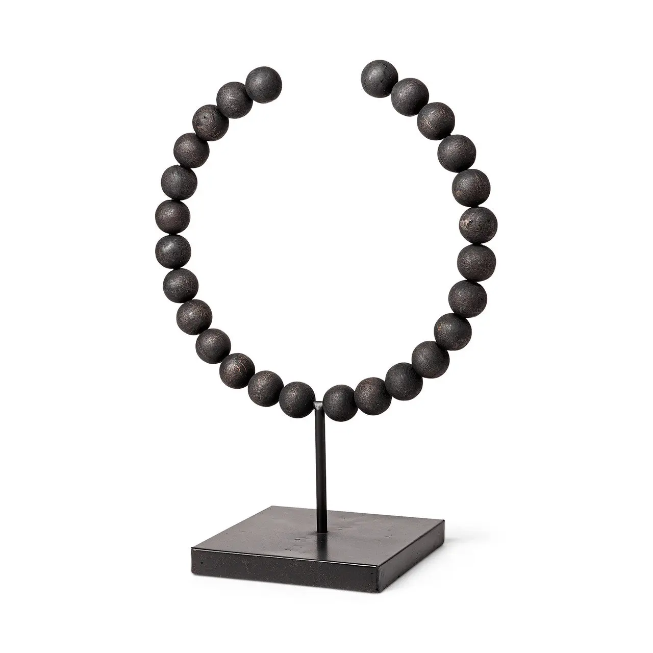 Tulane II (Large) 12L x 6W Black Beaded Broken Sphere Decorative Object