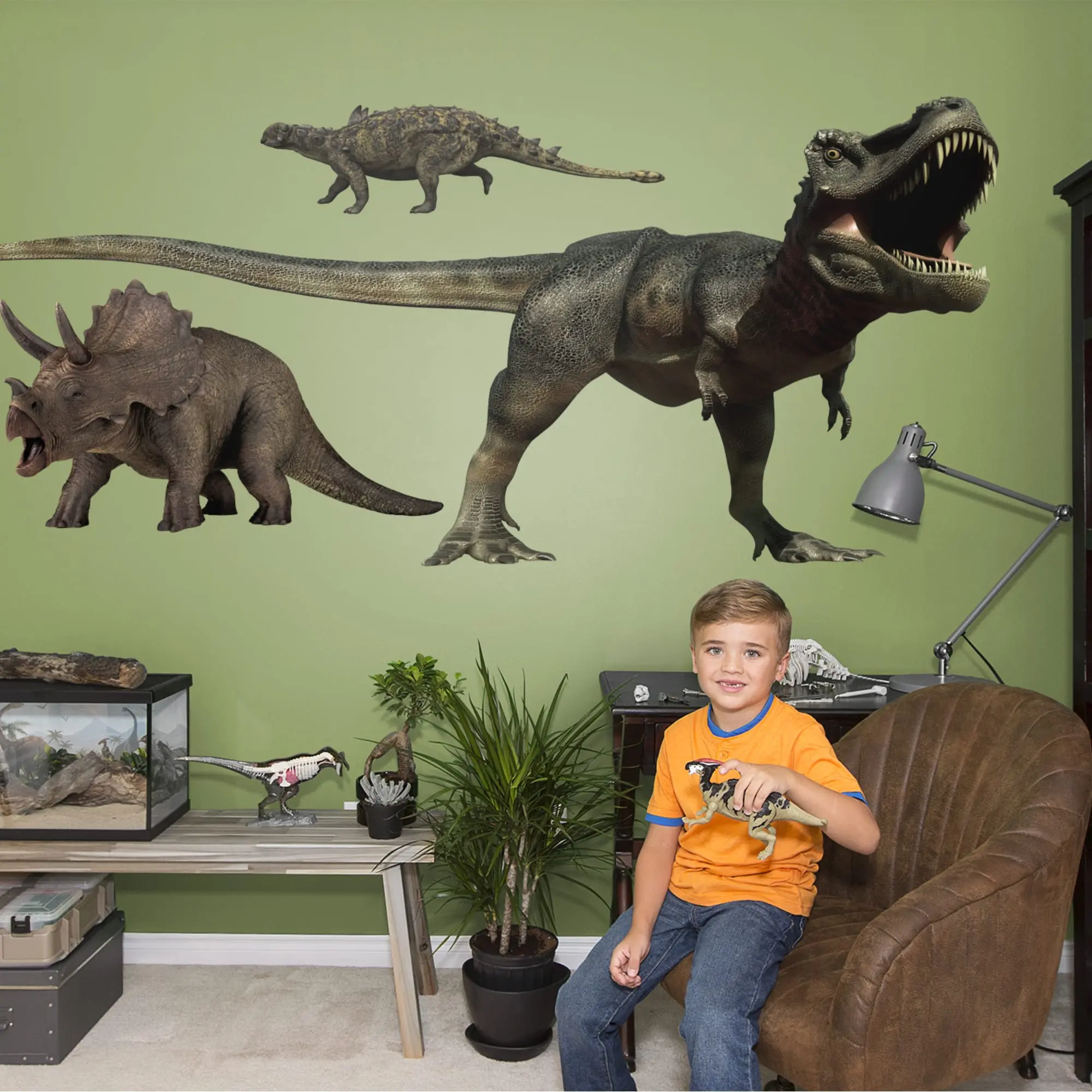 Dinosaur Decorative Stickers - High-Quality Graphic Removable Vinyl Decals, No Tape or Tacks, for Wall Room Rex-Themed Home Decor for Budding Paleontologists