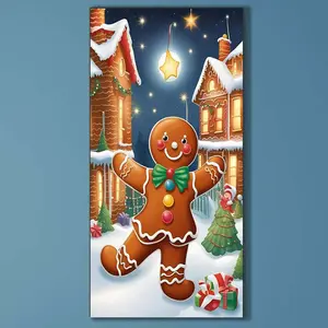 5D DIY Full Drill Round Diamond Painting - Diamond Art Kit Gingerbread Man, Christmas Tree, Snow House. Mosaic, Canvas - DIY Decorative Painting, Home Wall Decor, Perfect for Halloween, Christmas, Independence Day, Birthdays, and Anniversary Gifts.