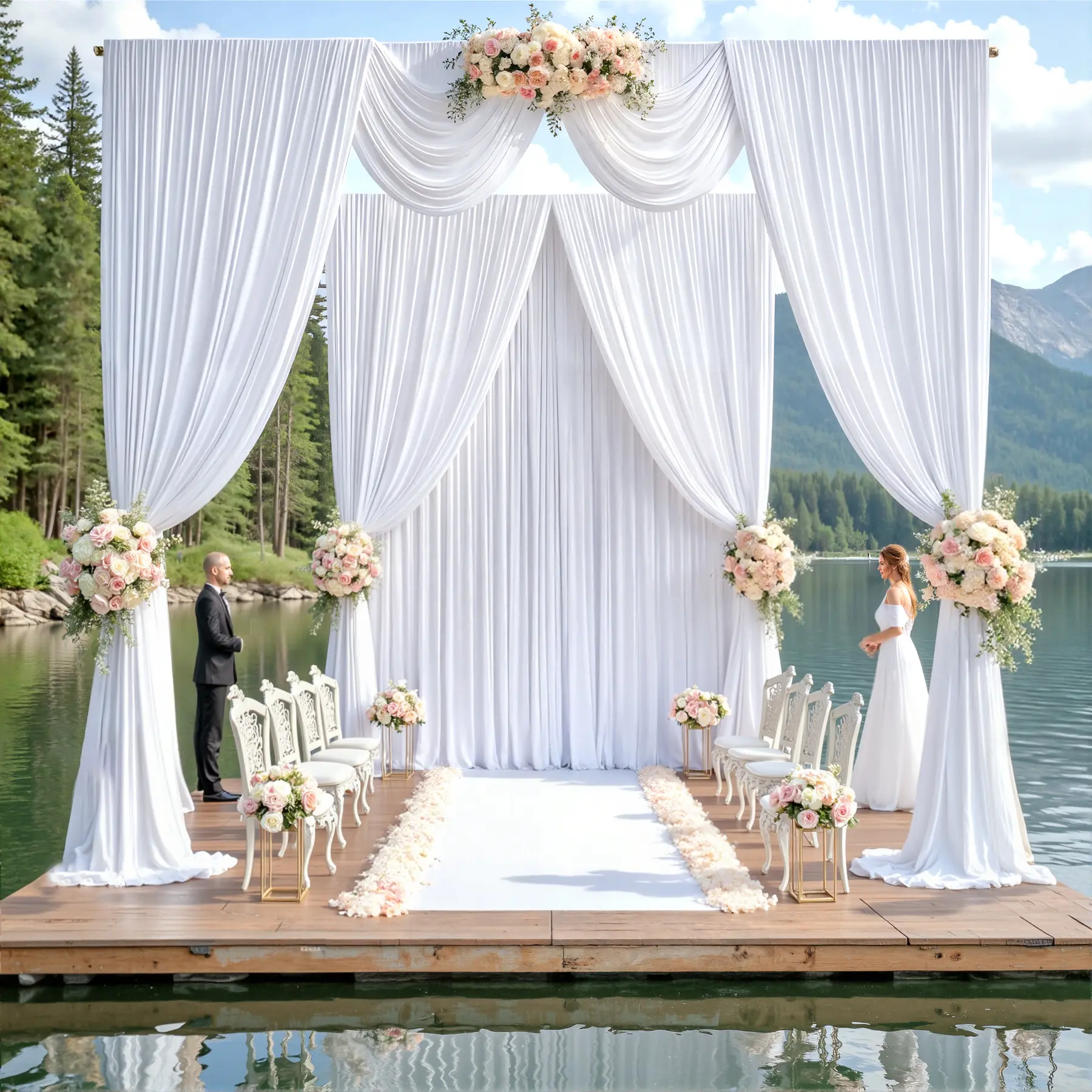6-Panel Polyester Photo Backdrop Curtains - 5x10FT Wrinkle-Free Drapes, Photo Booth & Holiday Backdrops for Party Decor, Wedding Photography, Home & Festive Supplies, Photo Booth Backdrop, Holiday Backdrop