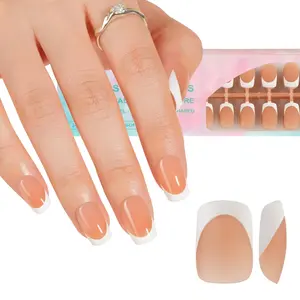 French Gel Nail Tips, 150Pcs French Tip Press on Nails, No Need to File 3 in 1 Tips Pre-lasting, Fake Nails for Art DIY 15 Sizes