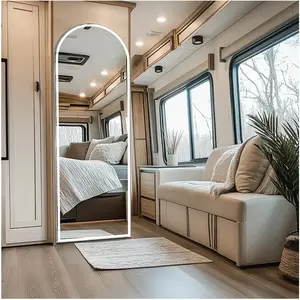 71"x26"/ 64"x21"/60"x16" LED Arched Full Length Mirror with Aluminum Frame and Polished Glass for Bedroom