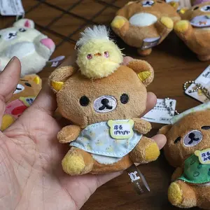 San X Japanese Style Rilakkuma Plush Keychain 20th Anniversary Cute Stuffed Bear Doll Soft Bag Charm Backpack Accessory Pendant