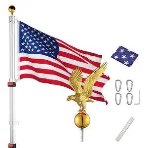 Yescom Aluminum Telescopic Flag pole Eagle Top Set 25' II