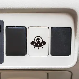 4PCS/SET  UFO Alien Themed Car Sticker for Car Interior Button Decoration, Create Sci-Fi Funny-Styled Interior Space, A Must for Sci-Fi Enthusiasts, Help Your Car Interior Show Unique Space Taste, Car Accessories