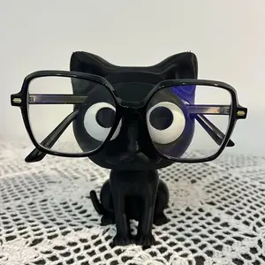 1pc Cute 3D Printed Cat Glasses Holder - Plastic Desk Organizer with Glasses Stand, No Power Needed, Home Decor, Cute Desktop Decoration & Holiday Gift for Halloween, Valentine's Day, Office Supplies, Household Storage Organizer