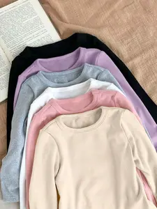 6-piece knitted solid color round neck long sleeved top for toddlers, warm for spring, autumn, and winter, versatile for casual wear, soft and skin friendly, simple and basic, suitable for home and outdoor wear, machine washable and easy to maintain, suit