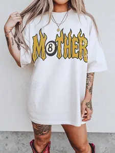 [Sale Up To 25%] Mother Graphic Tee, Trendy 8 Ball Mother Lucky Mama Shirt, Vintage Flames Rad Mom Birthday Gift, Moto Edgy Grunge Aesthetic Streetwear Top
