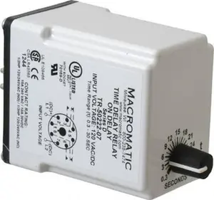 Macromatic 8 Pin, Multiple Range DPDT Time Delay Relay 10 Contact Amp, 120 VAC/VDC, Knob TR-50222-07