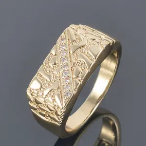 1 pc men's fashion nugget ring, alloy with Cubic Zirconia stone in closed ring form as birthday gift for lover, wedding ring, engagement ring.