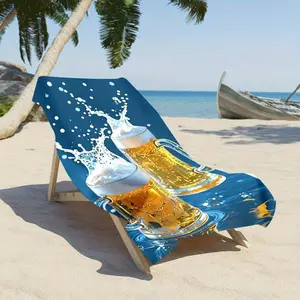 1pc Pack, Microfiber, Beer Mug Pattern Beach Towel, Quick-Dry Microfiber, Strong Wrap Design, Suitable for Beach and Pool Use, Beach