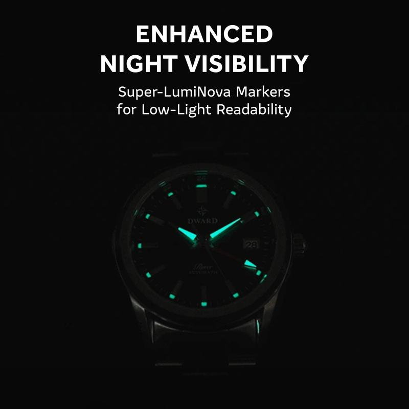 DWARD GMT Rover Automatic Watch with Dual Time Zone Function – Sapphire Crystal, 316L Stainless Steel (Black Granite)