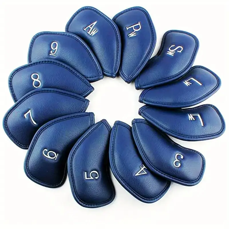 Golf Club Headcover Set, Golf Accessories, 12-Piece Iron Covers with Embroidered Labels, Fits Most Clubs, Available in 5 Vibrant Colors