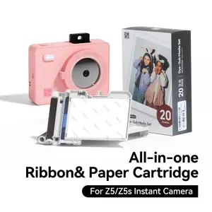 Hanin Z5/Z5s Instant Camera Photo Paper Refill - 20 Sheets Water Proof Photography Plastic Bag Compact Ribbon & Paper Cartridge Set