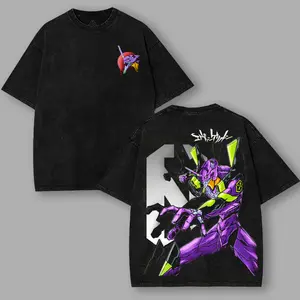 EVA-01 Neon Genesis Evangelion Retro Acid Washed Anime T-shirt,TankTop - 2000s Graphic Tee, Unisex Heavyweight Cotton Aesthetic Streetwear Top for Men Shirts Summer Clothes to buy