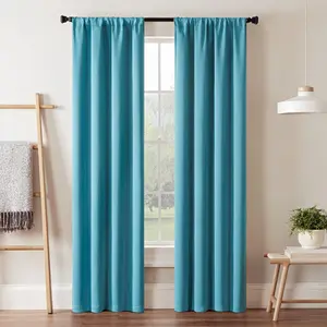 ECLIPSE Blackout Curtains for Bedroom-Darrell 37" x 95" Insulated Darkening Single Panel Rod Pocket Window Treatment Living Room, Sky