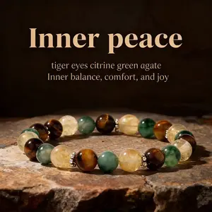 1  piece Vintage Natural Stone Beaded Bracelet, Crystal Hand Jewelry