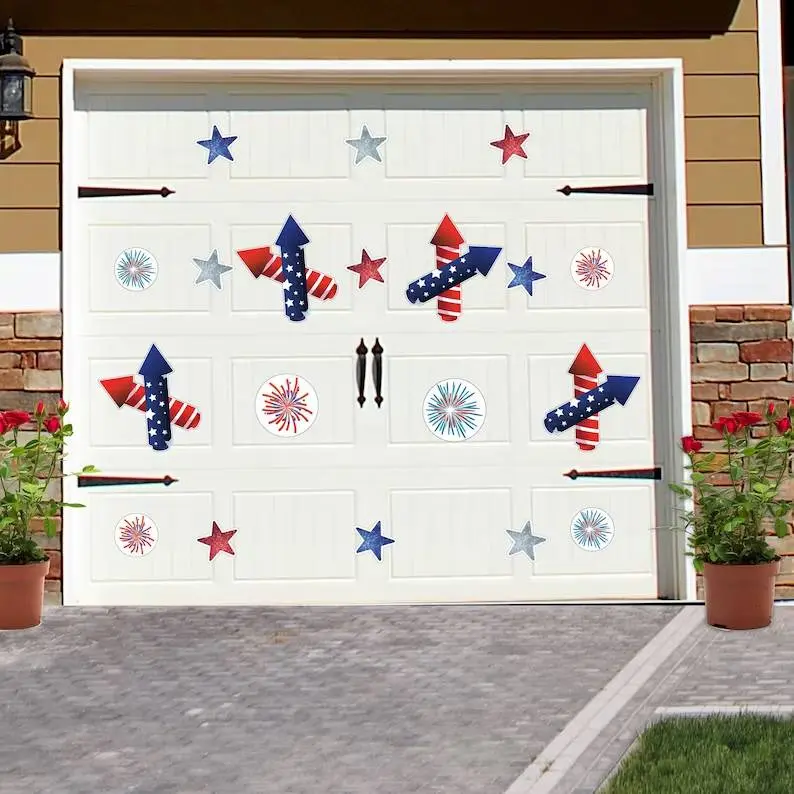 19pc Jumbo Size Star-Shape Magnetic Refrigerator Magnets Set - 16in Magnetic Hold Independence Day National Pride Room Decor, House Decor, Easy-Install Home Supplies, Long-Lasting Accessories