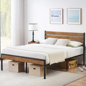 【GARVEE】Full Size Bed Frame with Wood Headboard, Strong Wood Slats Support, Under Bed Storage, Noise-Free, No Box Spring Needed