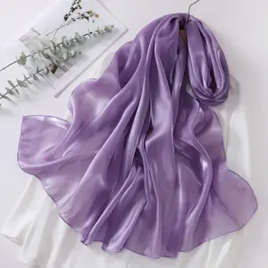 Organza Scarf for Women, Shiny Silk Scarf, Long Strip, High-End Feel, Southeast Asia Malaysia Women's Black Headscarf