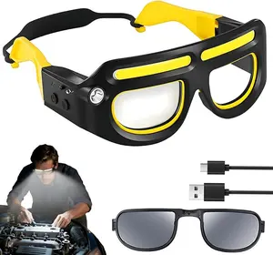 Rechargeable LED Glasses Headlamp Flashlight - Ultra-Bright 6-Mode Waterproof Sensor Light with 230° Wide Beam, USB Charging, Hands-Free Illumination, Lightweight Design for Camping, Cycling, Night Work