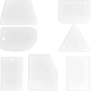 Cake Scraper Cake Decorating Tools, 7 Dough Scraper Bowl Scraper Cutters Flexible Cake Icing Smoother for Cake Bread Dough Multipurpose Food