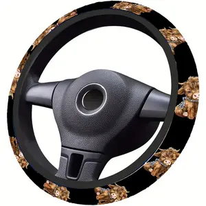 1pc 1.6 x 15 inch Highland cattle Pattern car steering wheel cover, non-slip and comfortable, car interior accessory, Car accessories, no inner ring, easy to install and remove, suitable for all car models, a gift for car enthusiasts, 1.20CYJ-8