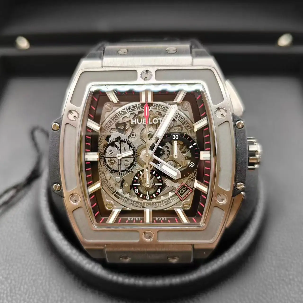 Hublot Spirit of Big Bang 601.NX.0173.LR Automatic Chronograph Satin Titanium 45mm Skeleton Men’s Watch full set