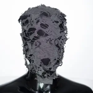 Black and Grey Flow Haute Couture Lace Mask V.5