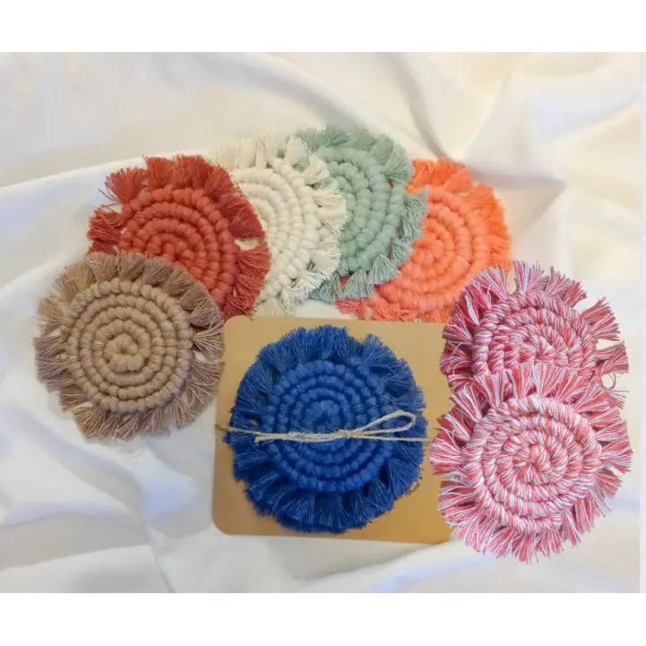 Handmade Macrame Car Coasters, Set of 2